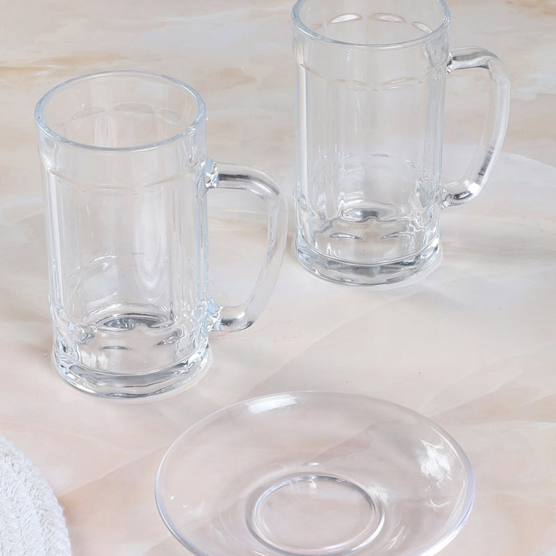 Barware Set - Yasha (400 ML) Beer Glass & Snack Plate Combo - Three Piece Set