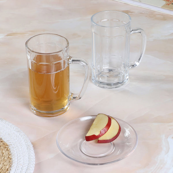 Barware Set - Yasha (400 ML) Beer Glass & Snack Plate Combo - Three Piece Set