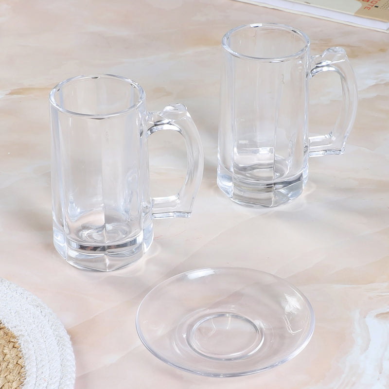 Barware Set - Oja (400 ML) Beer Glass & Snack Plate Combo - Three Piece Set