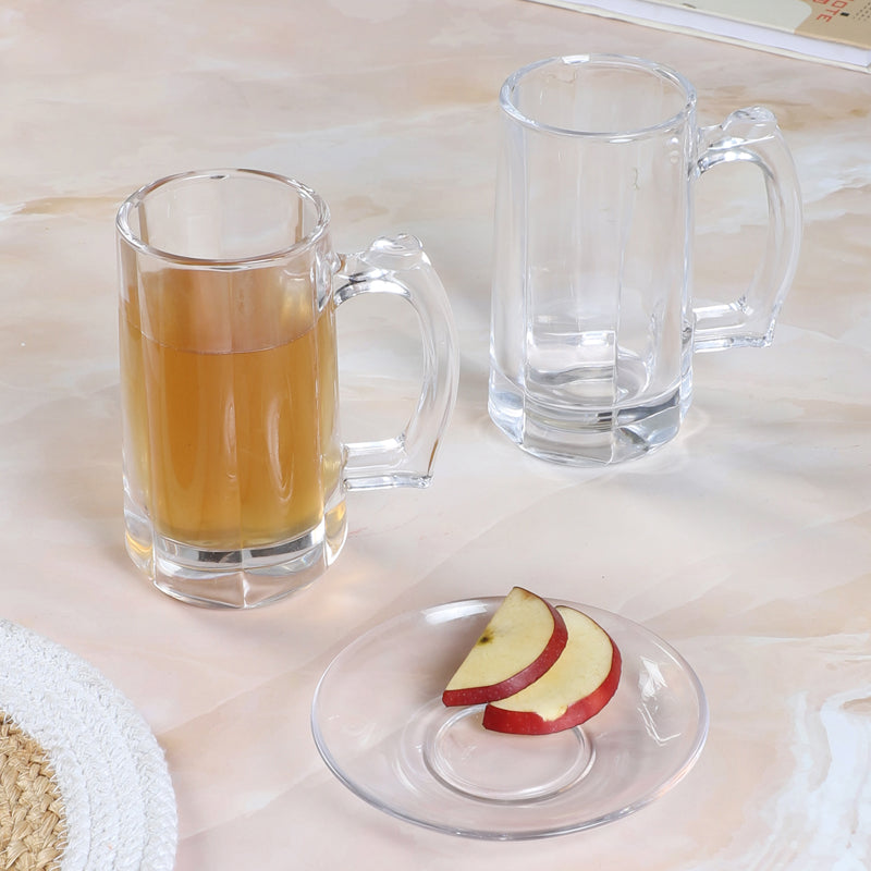 Barware Set - Oja (400 ML) Beer Glass & Snack Plate Combo - Three Piece Set