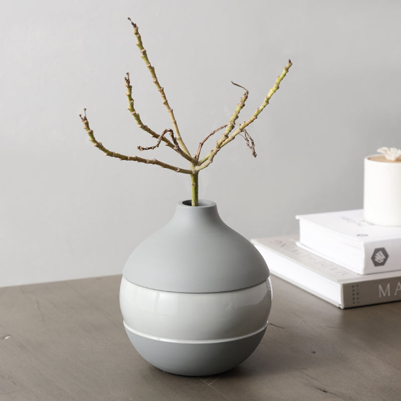 Buy Daino Enamel Vase - Grey Vase from Vaaree