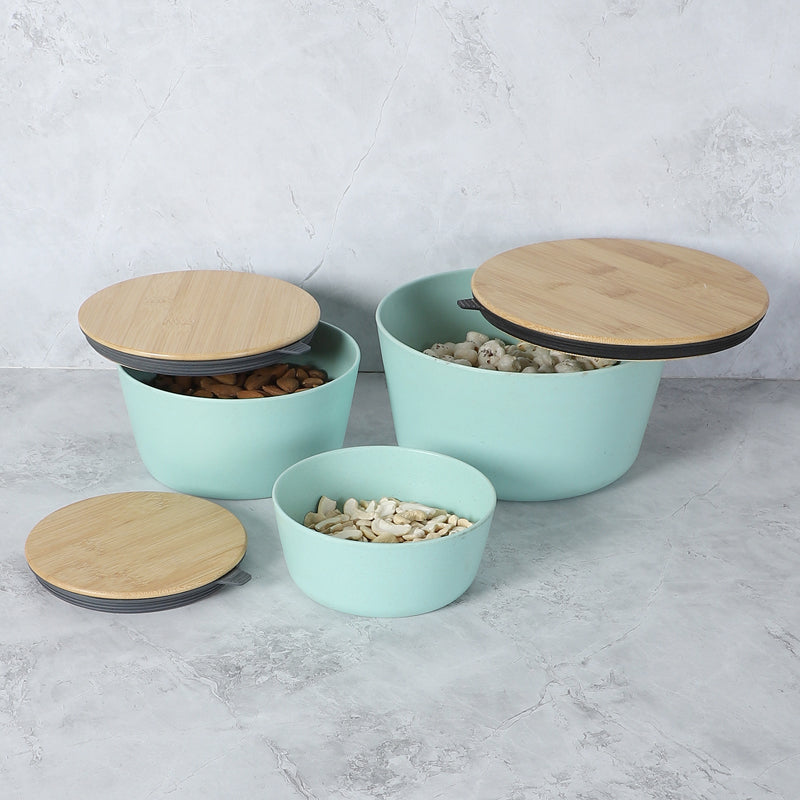 Buy Raine Serving Bowl With Lid (Blue) - Set Of Three Bowl from Vaaree