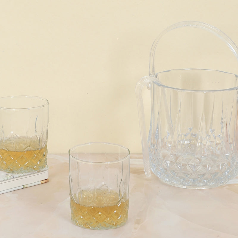 Buy Rego 1000 ML Ice Bucket With 200 ML Glass And Tong - Four Piece Set Barware Set from Vaaree