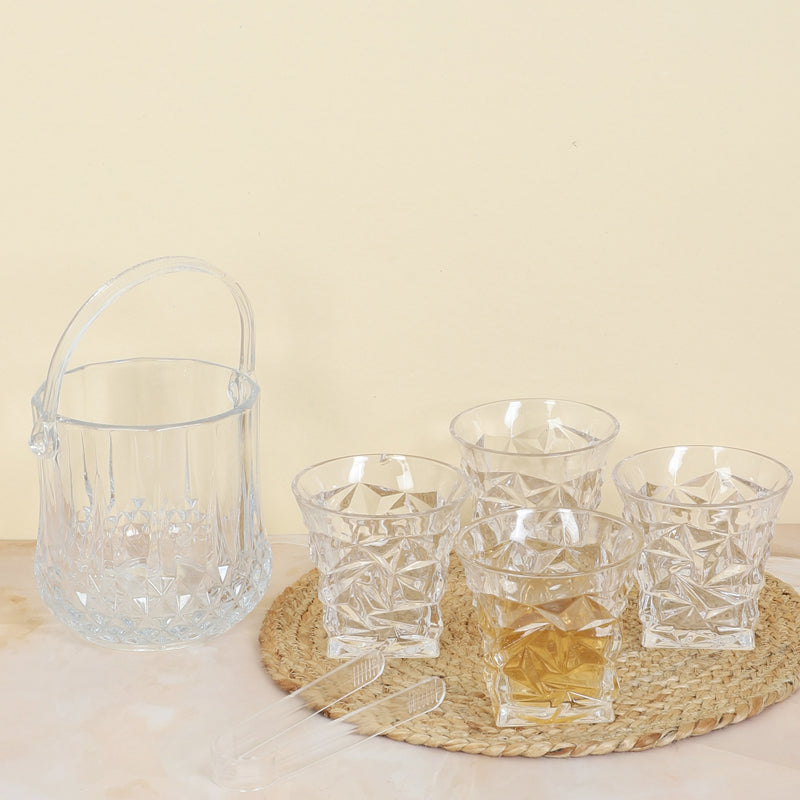 Buy Emerie 1000 ML Ice Bucket With 250 ML Glass And Tong - Six Piece Set Barware Set from Vaaree