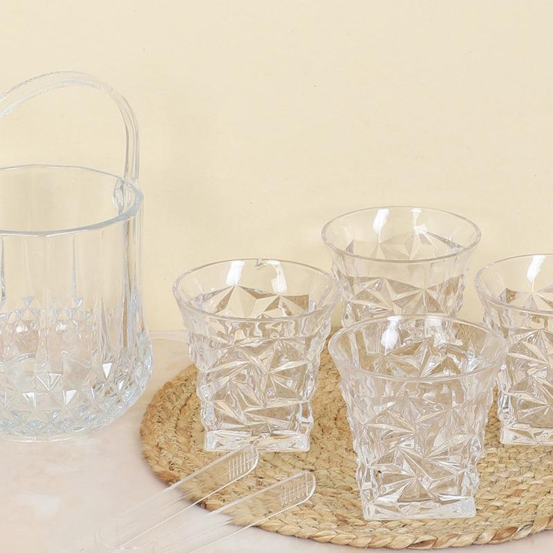 Buy Emerie 1000 ML Ice Bucket With 250 ML Glass And Tong - Six Piece Set Barware Set from Vaaree