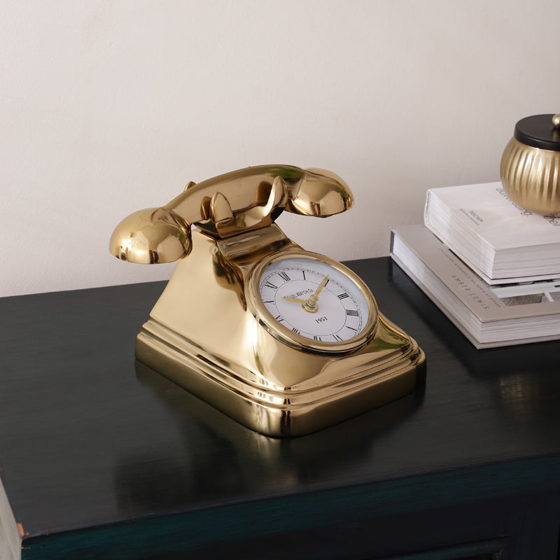 Buy Antique Telephone Table Clock - Gold Table Clock from Vaaree