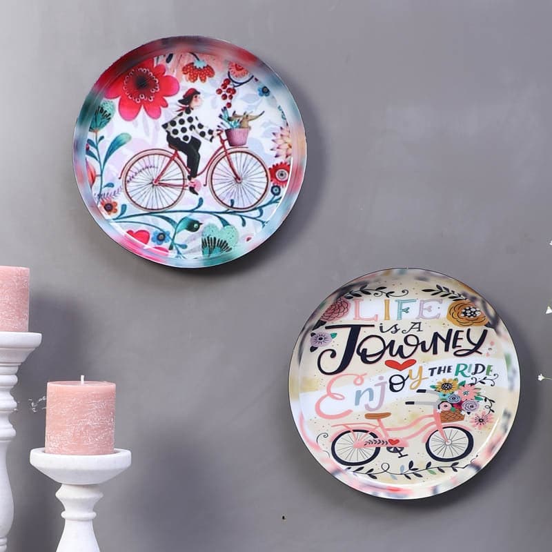 Wall Plates - Bicycle Journey Wall Plate - Set Of Two