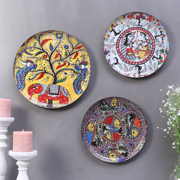 Wall Plates - Sacred Nandi Bloom Wall Plate - Set Of Three