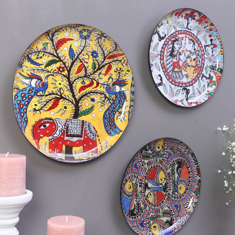 Wall Plates - Sacred Nandi Bloom Wall Plate - Set Of Three