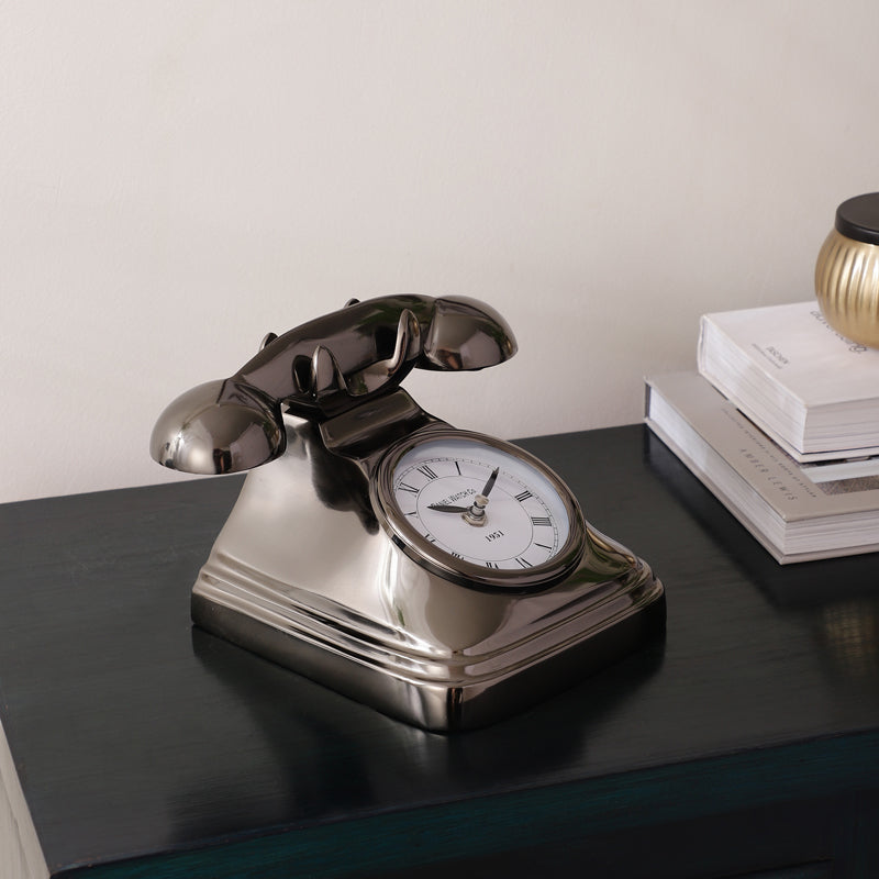 Buy Antique Telephone Table Clock - Black Table Clock from Vaaree