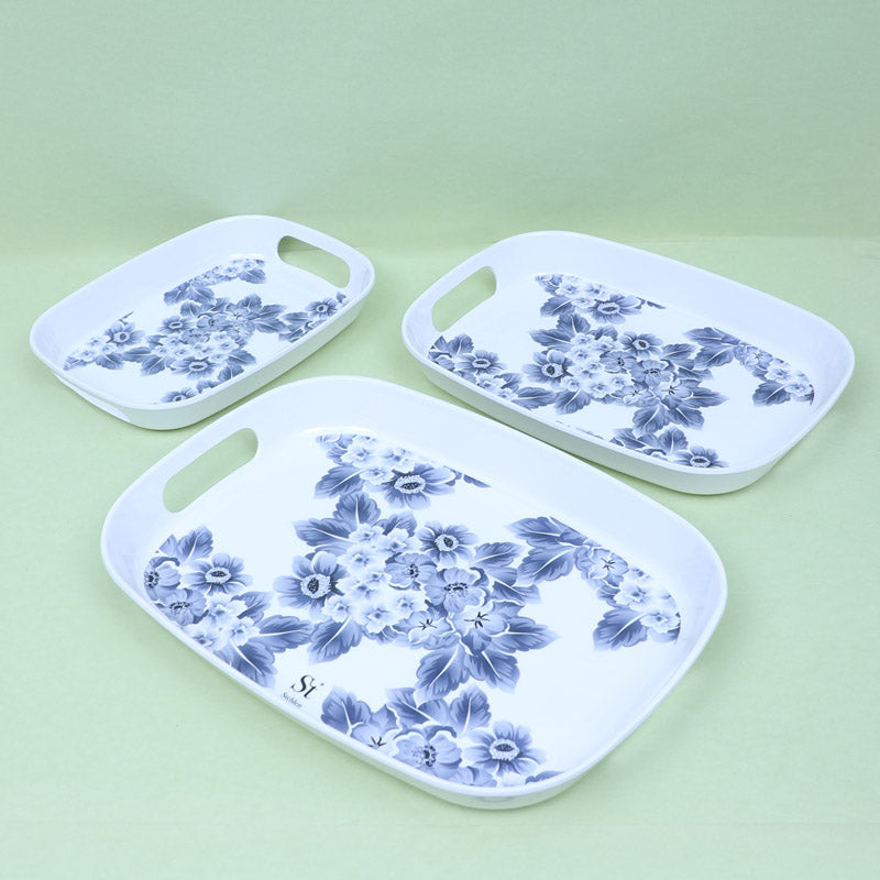 Buy Geralada Floral Serving Tray - Set Of Three Serving Tray from Vaaree