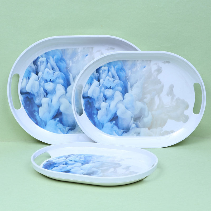 Buy Hydrangea Halo Serving Tray (Blue) - Set Of Three Serving Tray from Vaaree