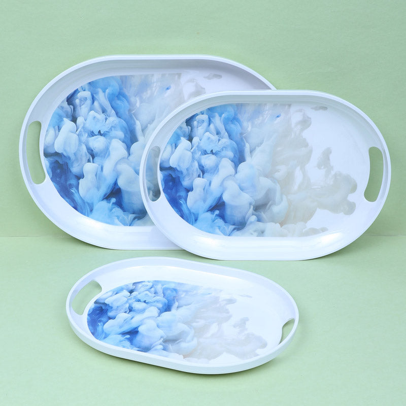 Buy Hydrangea Halo Serving Tray (Blue) - Set Of Three Serving Tray from Vaaree