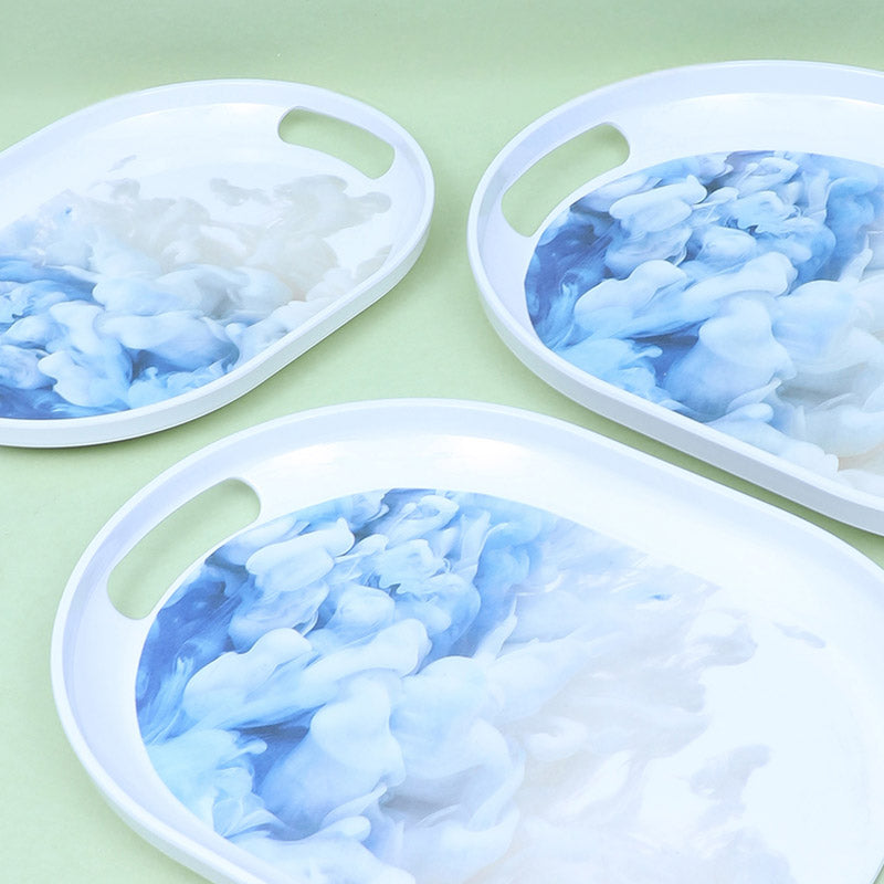 Buy Hydrangea Halo Serving Tray (Blue) - Set Of Three Serving Tray from Vaaree