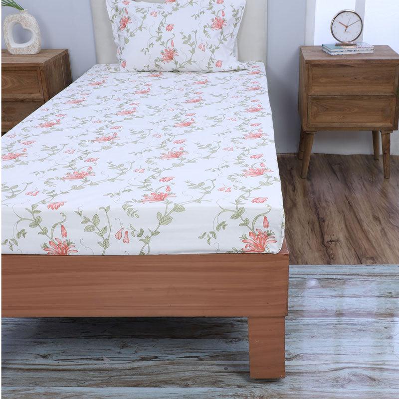 Buy Catalina Floral Printed Bedsheet - Peach Bedsheets from Vaaree