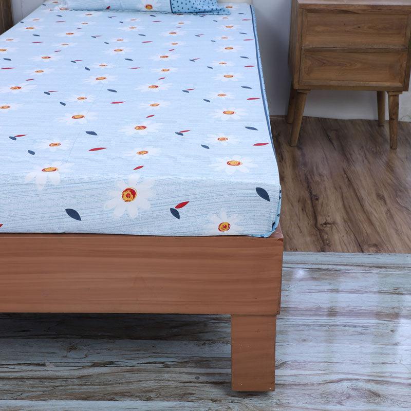 Buy Daisy Blush Printed Bedsheet - Blue Bedsheets from Vaaree