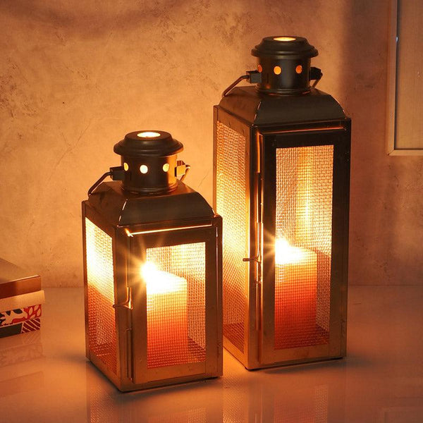 Buy Edna Lantern Tealight Candle Holder - Set Of Two Candle Holders from Vaaree