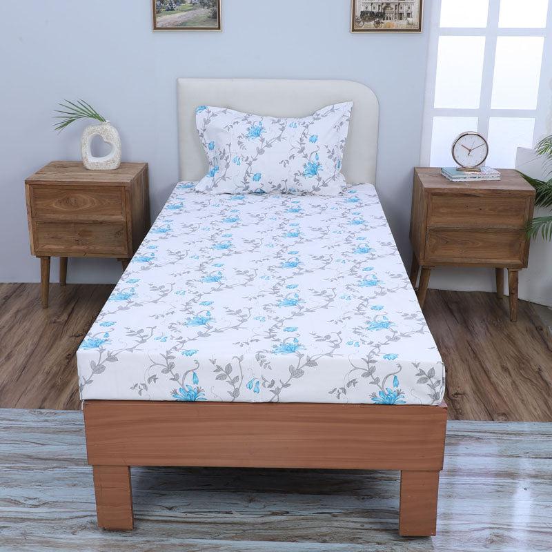 Buy Catalina Floral Printed Bedsheet - Blue Bedsheets from Vaaree