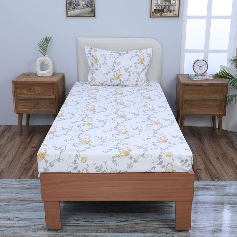 Buy Catalina Floral Printed Bedsheet - Yellow Bedsheets from Vaaree