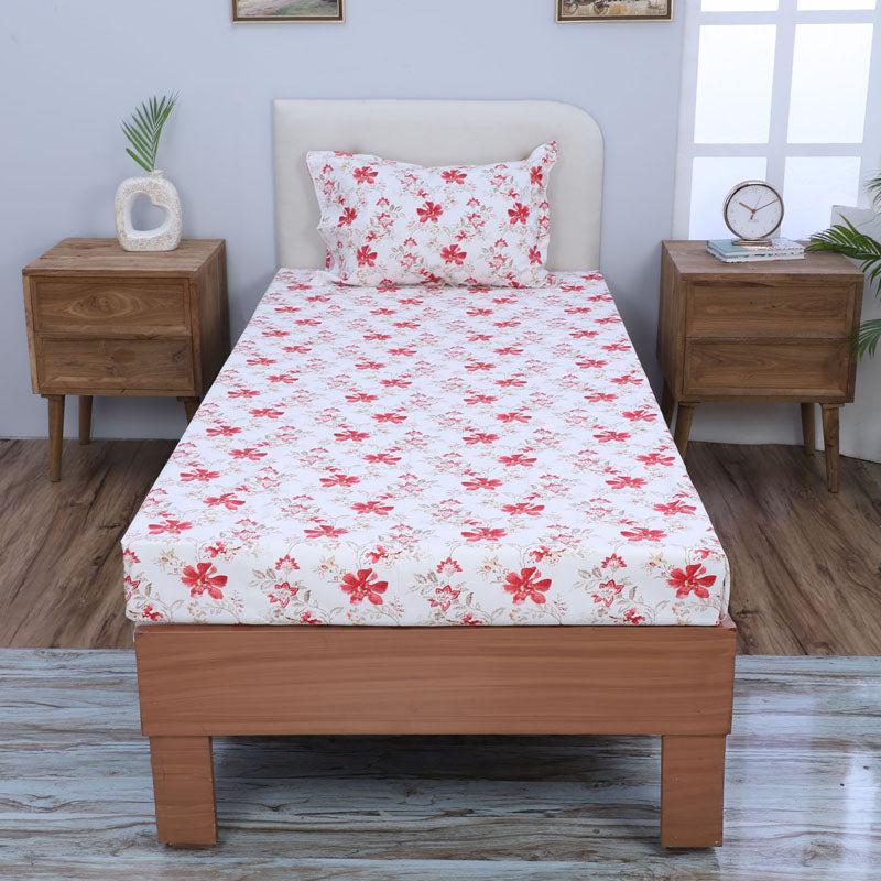 Buy Jumina Floral Printed Bedsheet - Red Bedsheets from Vaaree