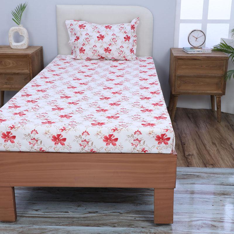 Buy Jumina Floral Printed Bedsheet - Red Bedsheets from Vaaree