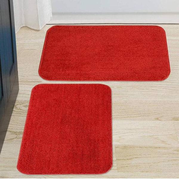 Buy Aldo Anti Skid Bathmat (Red) - Set Of Two Bath Mats from Vaaree