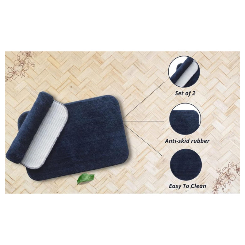 Bath Mats - Aldo Anti Skid Bathmat (Dark Blue) - Set Of Two