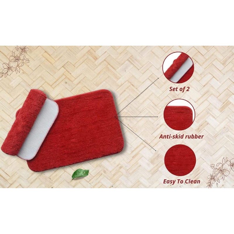 Buy Aldo Anti Skid Bathmat (Red) - Set Of Two Bath Mats from Vaaree