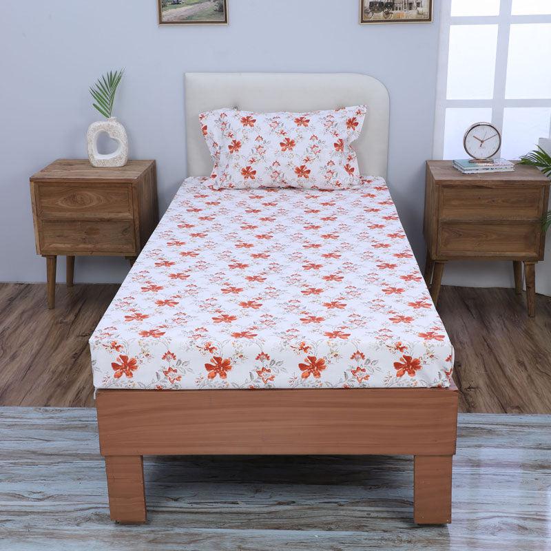 Buy Jumina Floral Printed Bedsheet - Orange Bedsheets from Vaaree