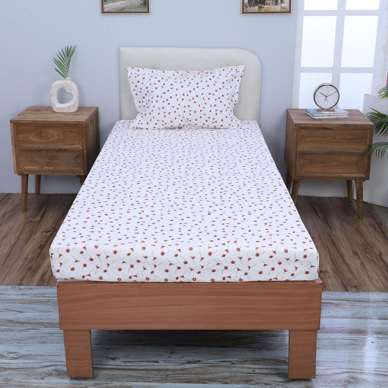 Buy Luciana Floral Printed Bedsheet - Vermilion Bedsheets from Vaaree