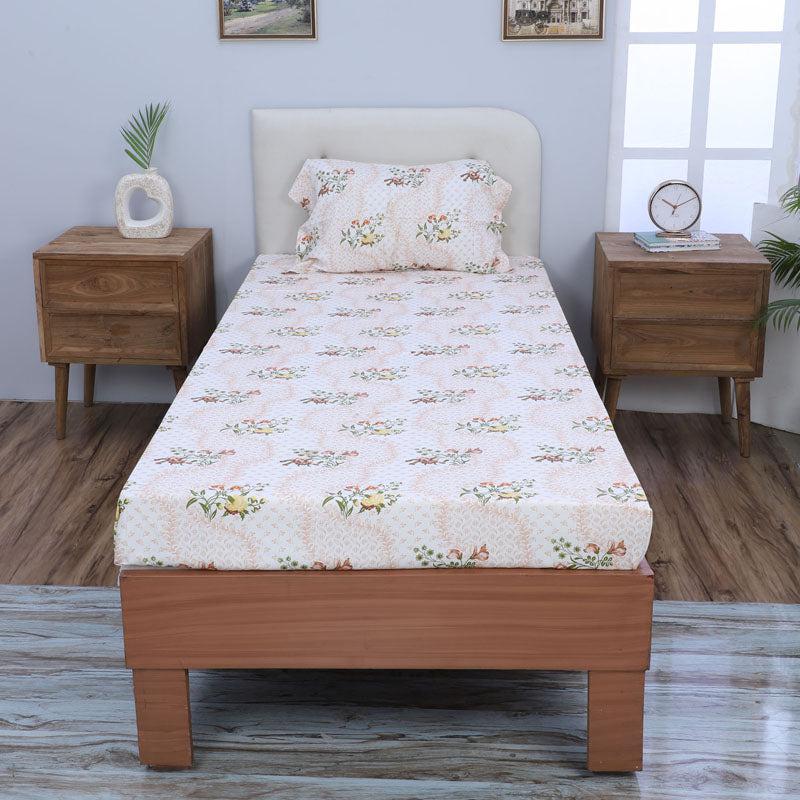 Buy Floral Rush Printed Bedsheet - Peach Bedsheets from Vaaree