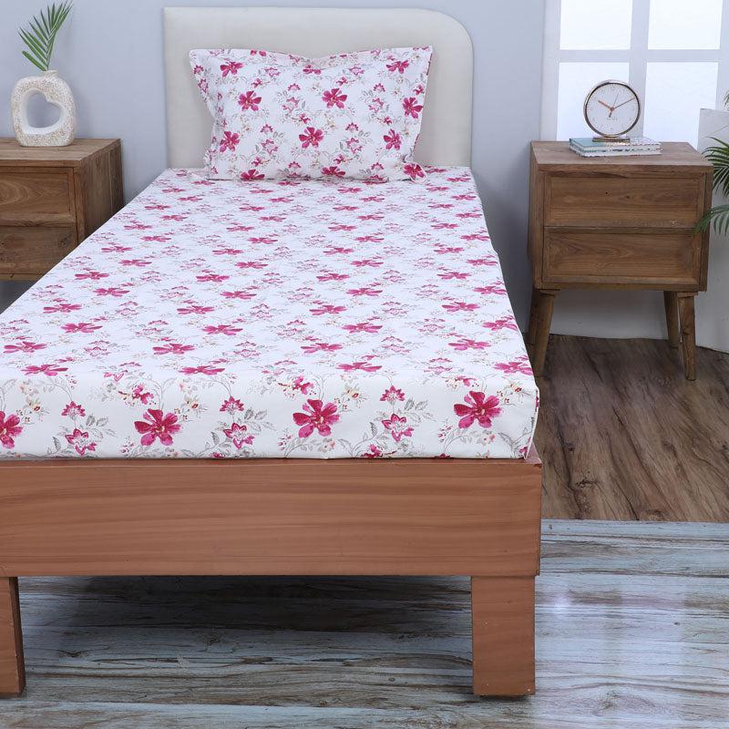 Buy Jumina Floral Printed Bedsheet - Pink Bedsheets from Vaaree