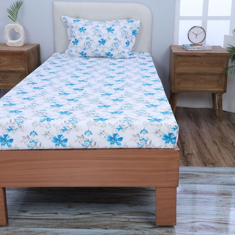 Buy Jumina Floral Printed Bedsheet - Blue Bedsheets from Vaaree