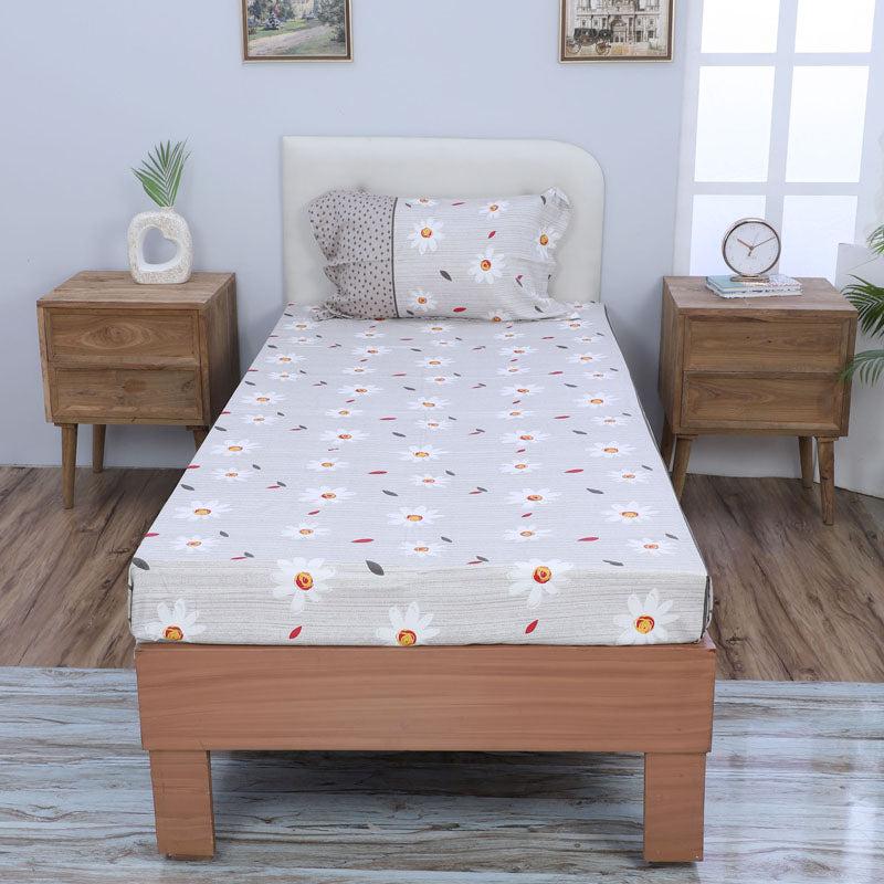 Buy Daisy Blush Printed Bedsheet - Grey Bedsheets from Vaaree