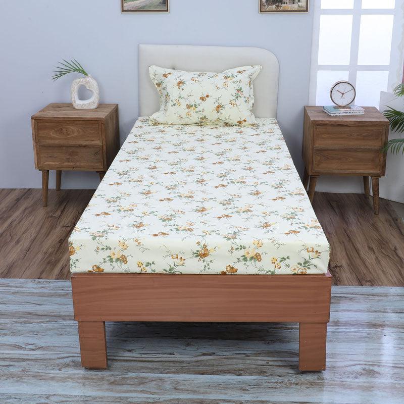 Buy Esmeralda Floral Printed Bedsheet - Yellow Bedsheets from Vaaree