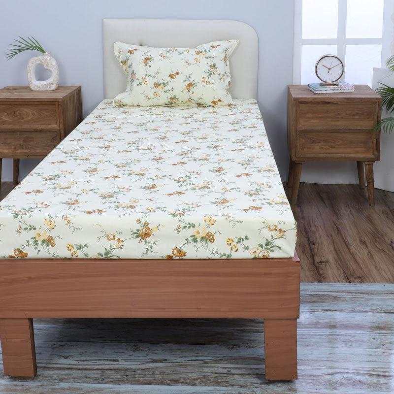 Buy Esmeralda Floral Printed Bedsheet - Yellow Bedsheets from Vaaree