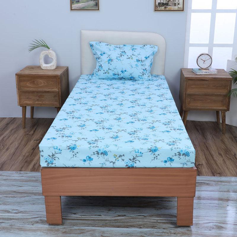 Buy Esmeralda Floral Printed Bedsheet - Blue Bedsheets from Vaaree