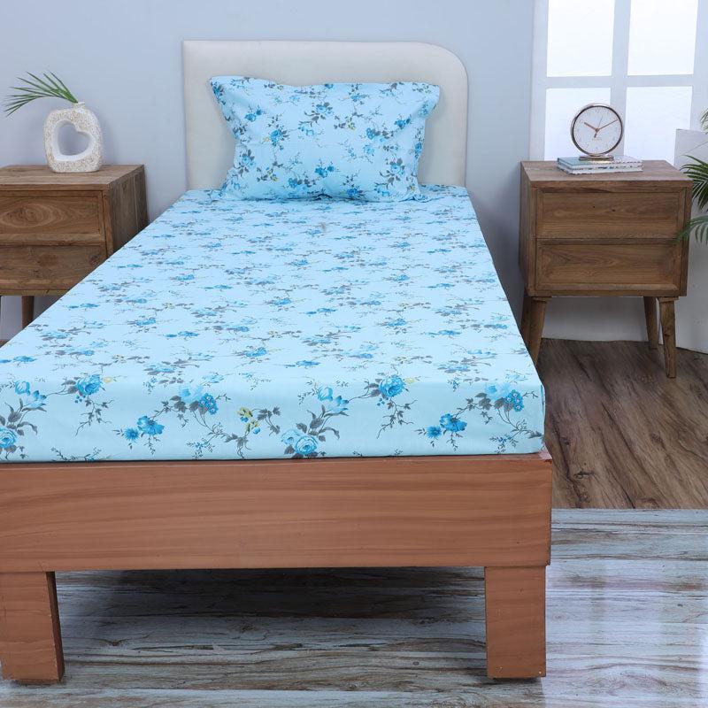 Buy Esmeralda Floral Printed Bedsheet - Blue Bedsheets from Vaaree