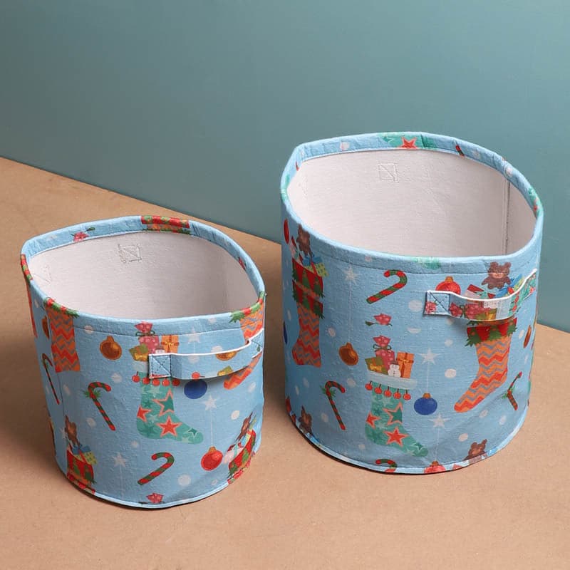 Laundry Basket - Clutter-Free Crates Storage Bin - Set Of Two