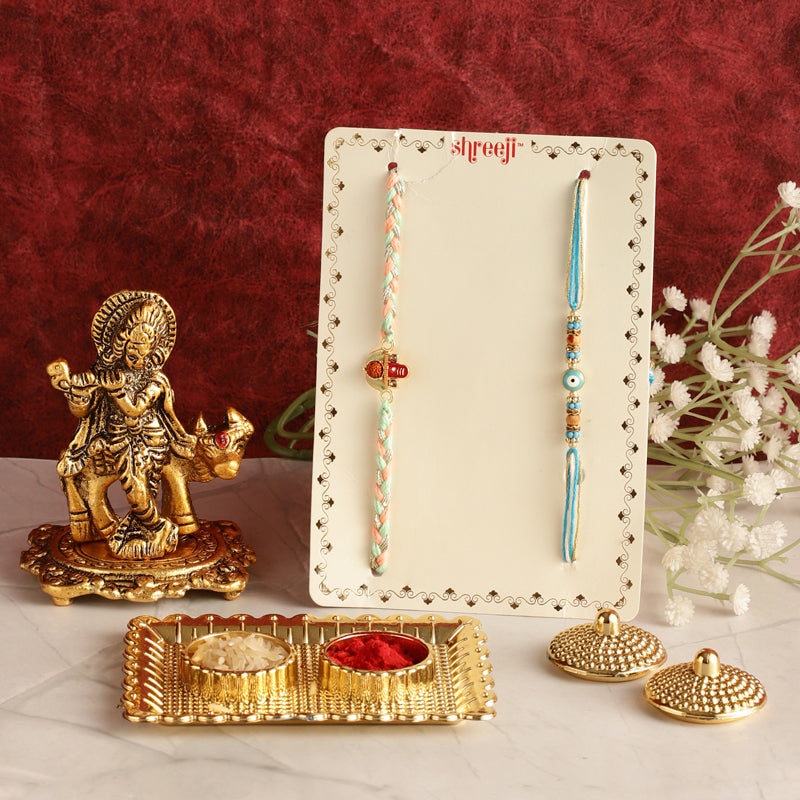 Buy Murali Rudraksha & Evil Eye Rakhi Hamper Rakhi Hamper from Vaaree