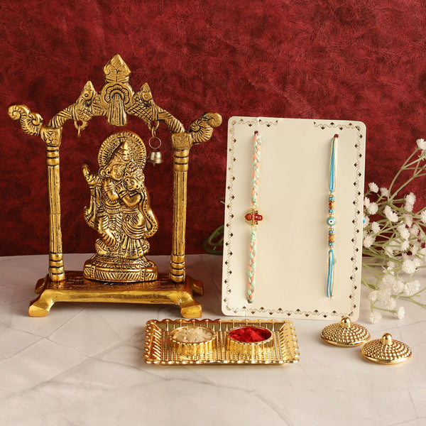 Buy Radha Madhav Rudraksha & Evil Eye Rakhi Hamper Rakhi Hamper from Vaaree