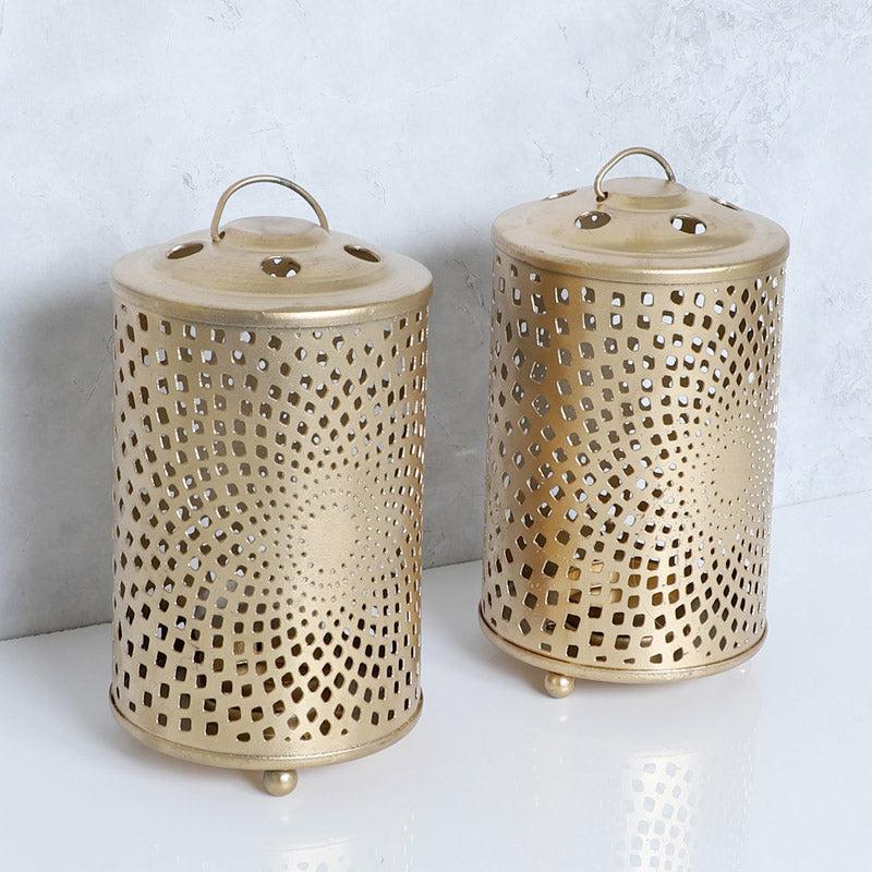 Buy Floare Cylinder Tealight Candle Holder - Set Of Two Candle Holders from Vaaree