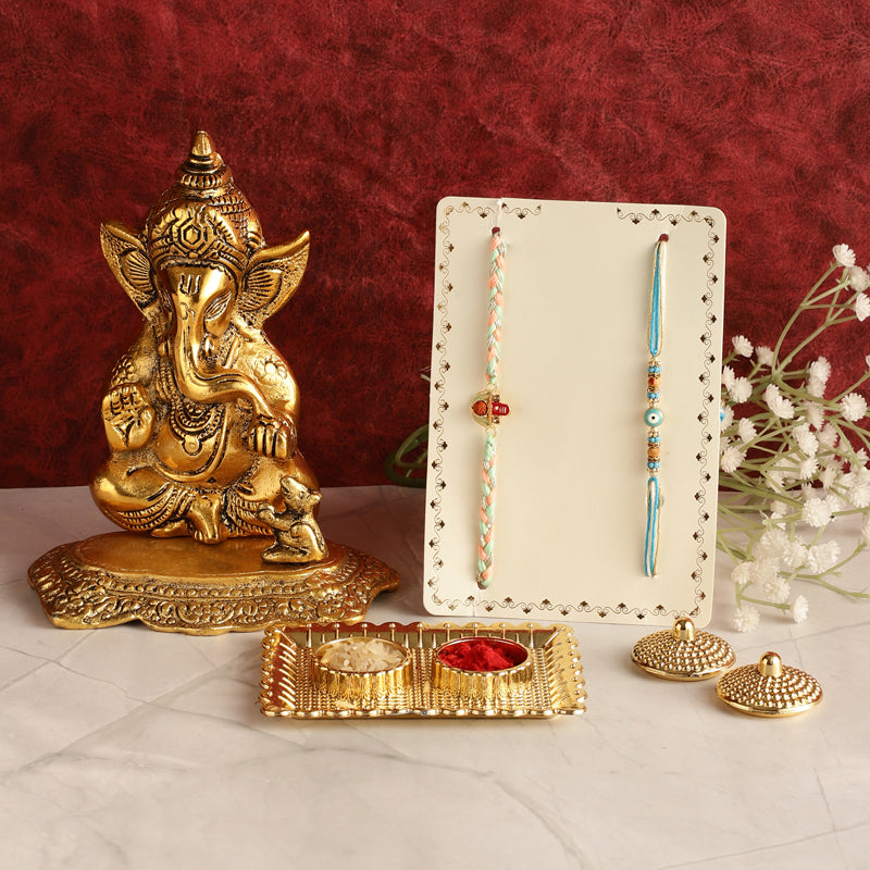 Buy Vigneshwara Rudraksha & Evil Eye Rakhi Hamper Rakhi Hamper from Vaaree