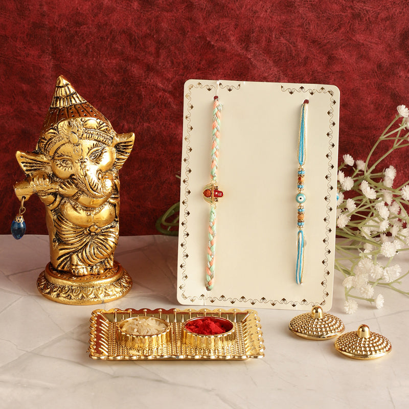 Buy Balganesha Rudraksha & Evil Eye Rakhi Hamper Rakhi Hamper from Vaaree