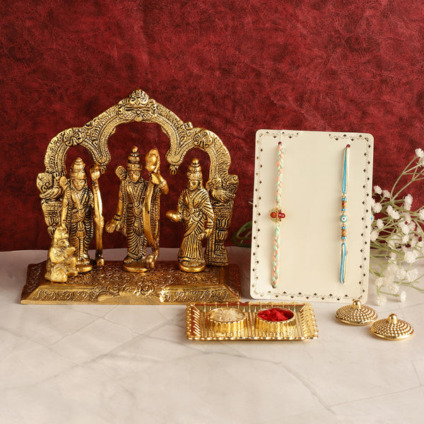 Buy Ram Drabar Rudraksha & Evil Eye Rakhi Hamper Rakhi Hamper from Vaaree