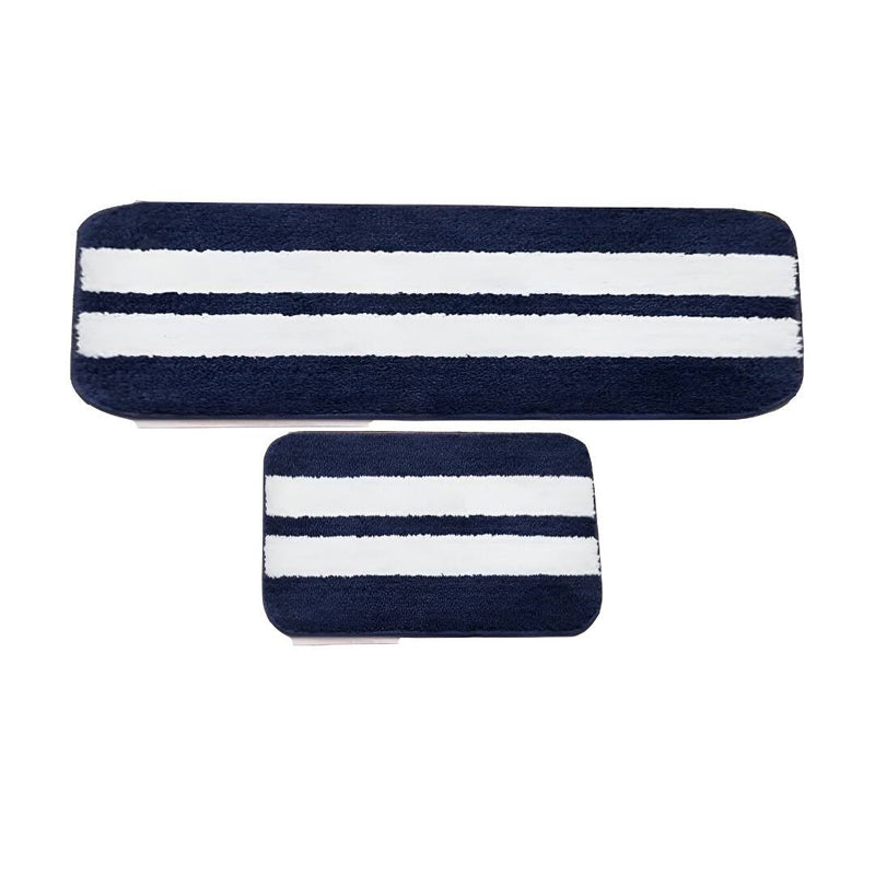 Buy Relma Anti Skid Runner Rug (White & Blue) - Set Of Two Runner Rug from Vaaree