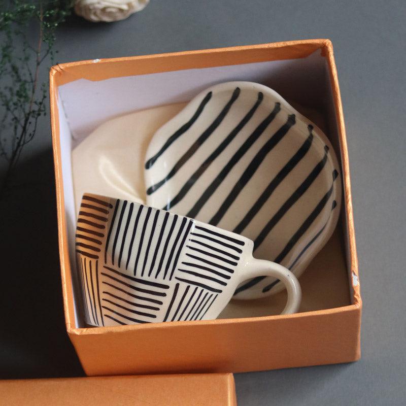 Buy Minto Stripe Cup & Saucer Plate Gift Box Tea Cup & Saucer from Vaaree