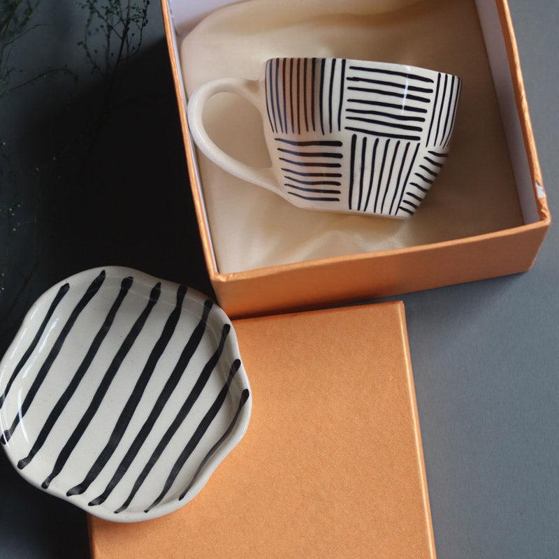 Buy Minto Stripe Cup & Saucer Plate Gift Box Tea Cup & Saucer from Vaaree