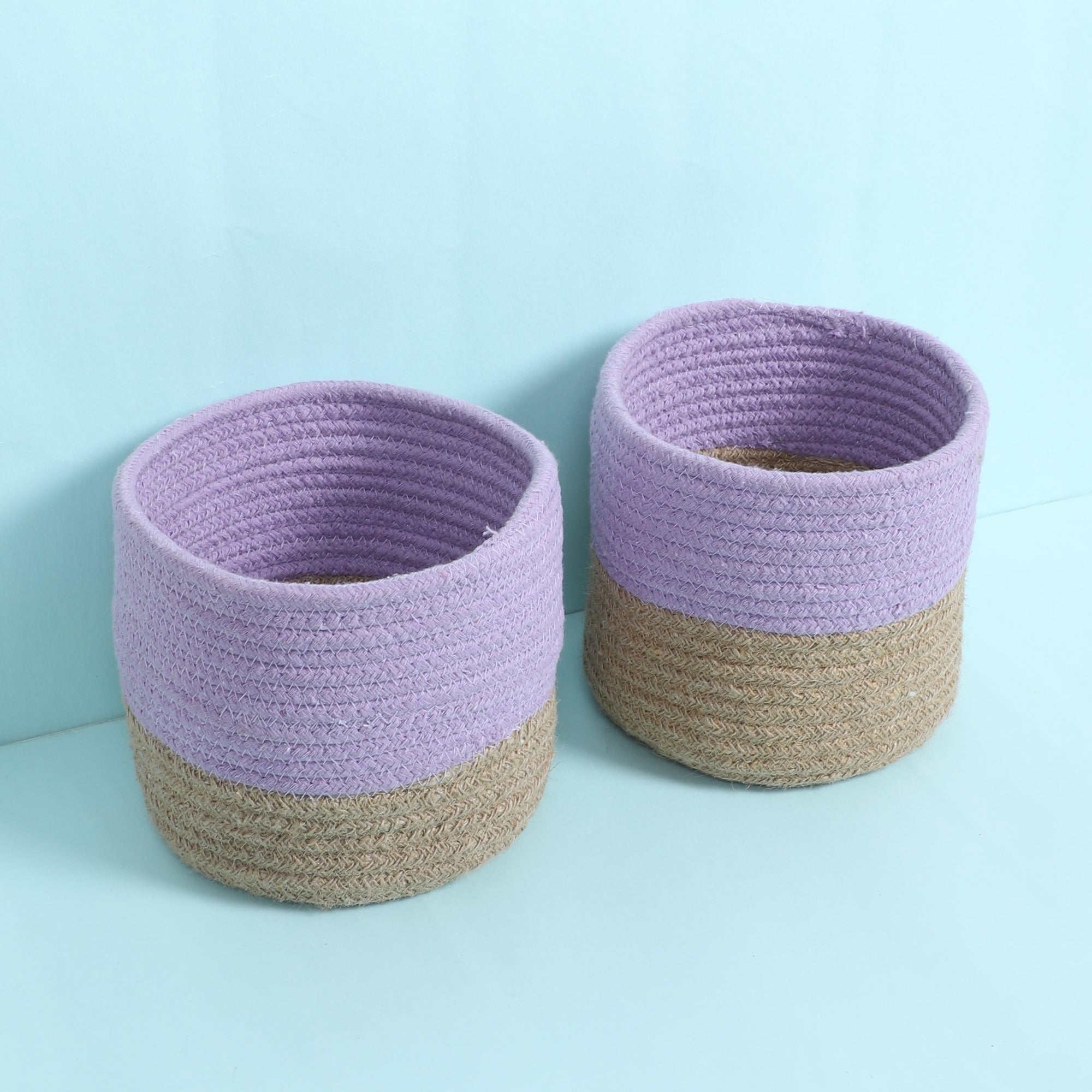 Buy Utma Handmade Planter (Beige & Lavender) - Set Of Two Pots & Planters from Vaaree