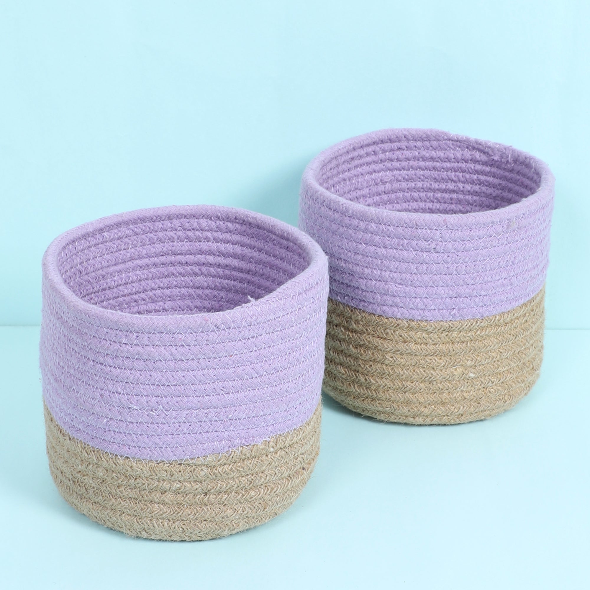 Buy Utma Handmade Planter (Beige & Lavender) - Set Of Two Pots & Planters from Vaaree